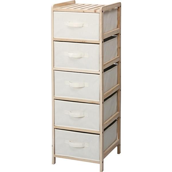 チェスト 5段 天然木 木製チェスト ウッド 収納チェスト 収納棚 引き出し ファブリックチェスト