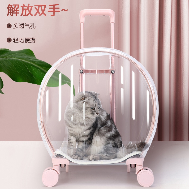 【迅速な出荷】新しいpcペットトロリーボックス 透明猫バッグ トラベルボオットポータブルバブルボックス