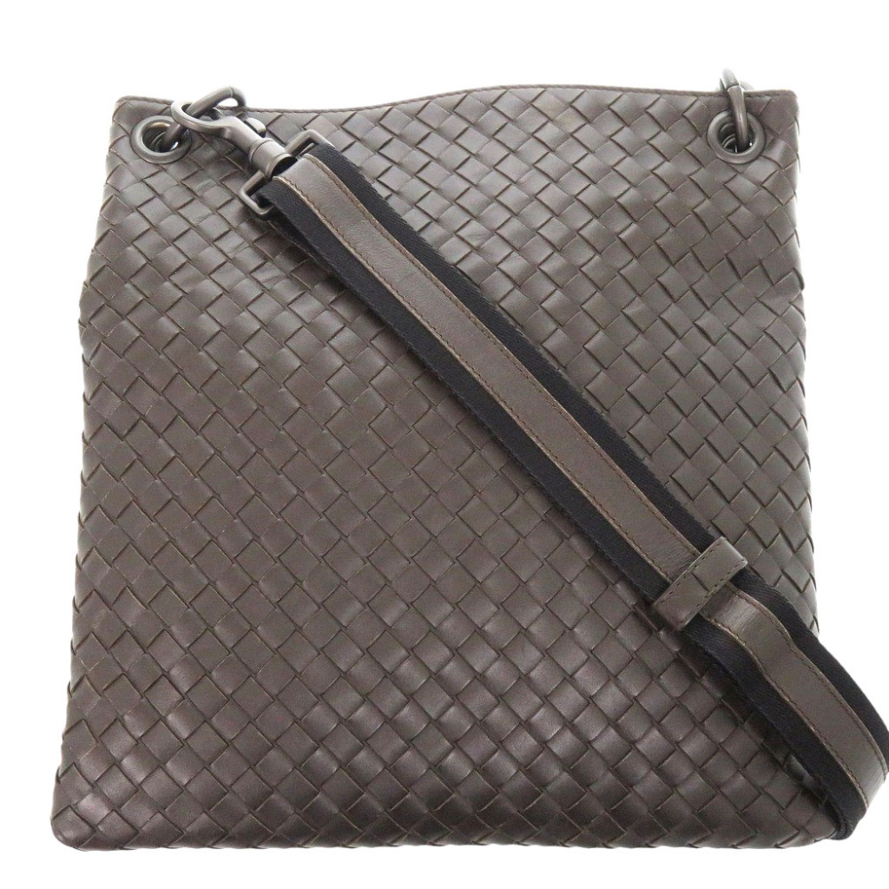 美品 ボッテガヴェネタ イントレチャート B05376461C ショルダーバッグ レザー ダークブラウン 1571【中古】BOTTEGAVENETA メンズ