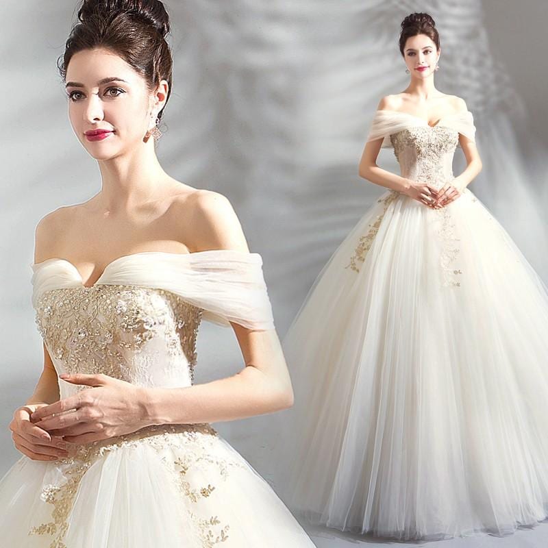 ウェディングドレス 花嫁ドレス ロングドレス ウエディングドレス ブライダル 結婚式 オフホワイト 二次会ドレス パーティードレス 編み上げタイプ 大きいサイズ 前撮り 海外挙式 エレガント ボリュー