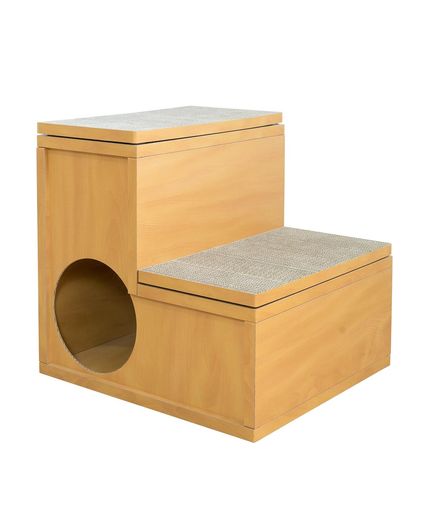 HAPPY DAYS(ハッピーデイズ) キャットステップ2段 爪とぎ付き 高密度 猫用 階段 猫ハウス 高齢猫 怪我防止 耐荷重10KG 滑り止め