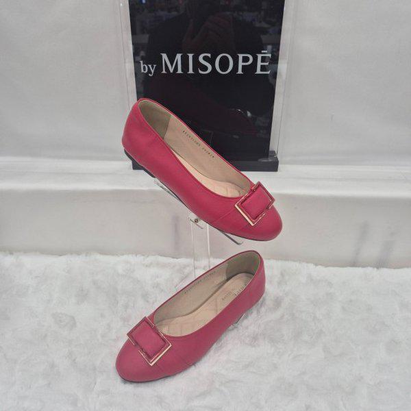 By 女性 スクエア装飾 フラットシューズ 112HT435SF005 RED 3 JJ 14,366円