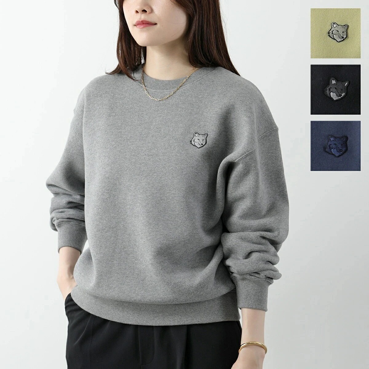 MAISON KITSUNE メゾンキツネ トレーナー FOX HEAD PATCH MW00315KM0307 レディース 長袖 クルーネック コットン 裏起