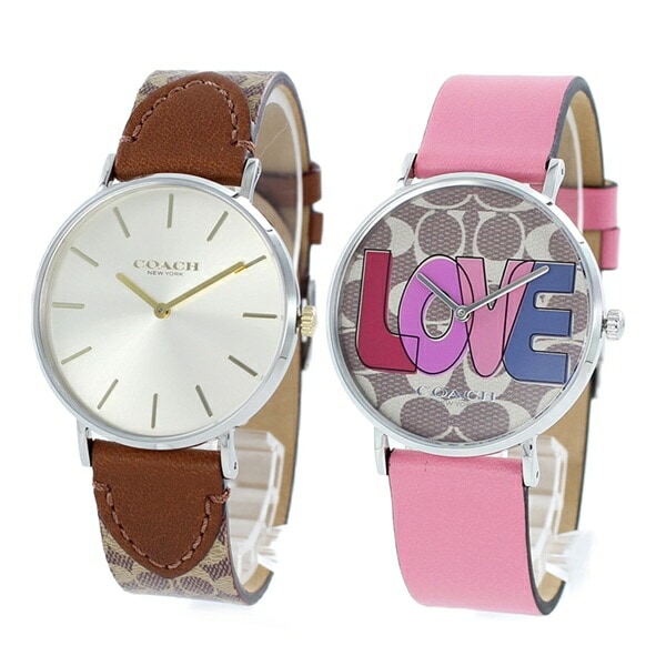 コーチ LOVE ラブ ペア ウォッチ 夫婦 友達 カップル シグネチャー 腕時計 手表 メンズ レディース ブラウン ピンク 誕生日プレゼント ポイント消化