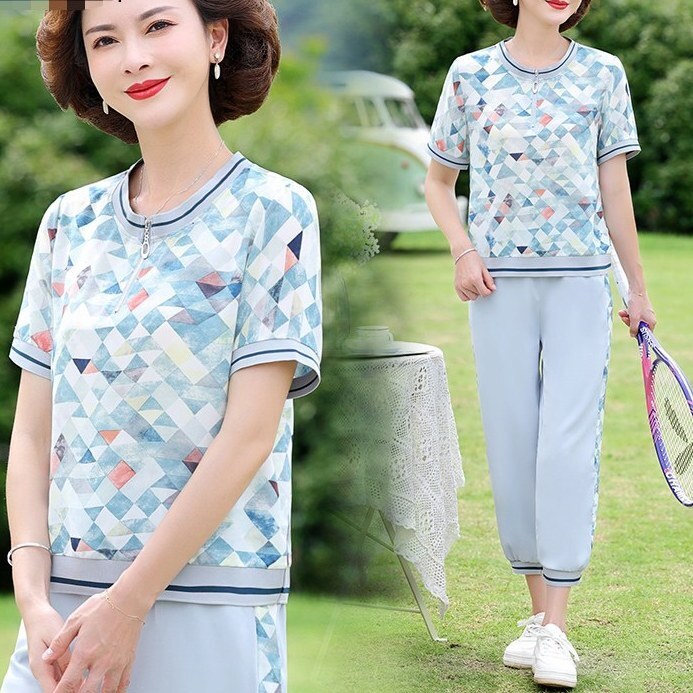 トップス ボトムス パンツ セットアップ Tシャツ カットソー プルオーバー ズボン スウェット ジャージ 部屋着 ジョガーパンツ クロップドパンツ 膝下 9分丈 アンクル丈 袖あり 半袖 Uネック