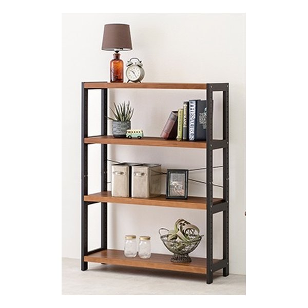 ラック ダークグレー・ライトブラウン・3段収納 幅90×奥行30×高さ120cm MCC-6037DGLB