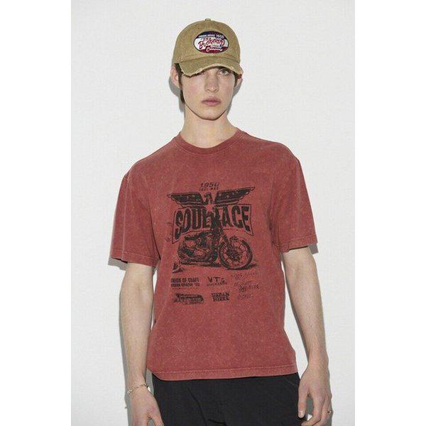 20番手ルーズフィット ヴィンテージクラックアートワーク 半袖Tシャツ252TS362-36_IC
