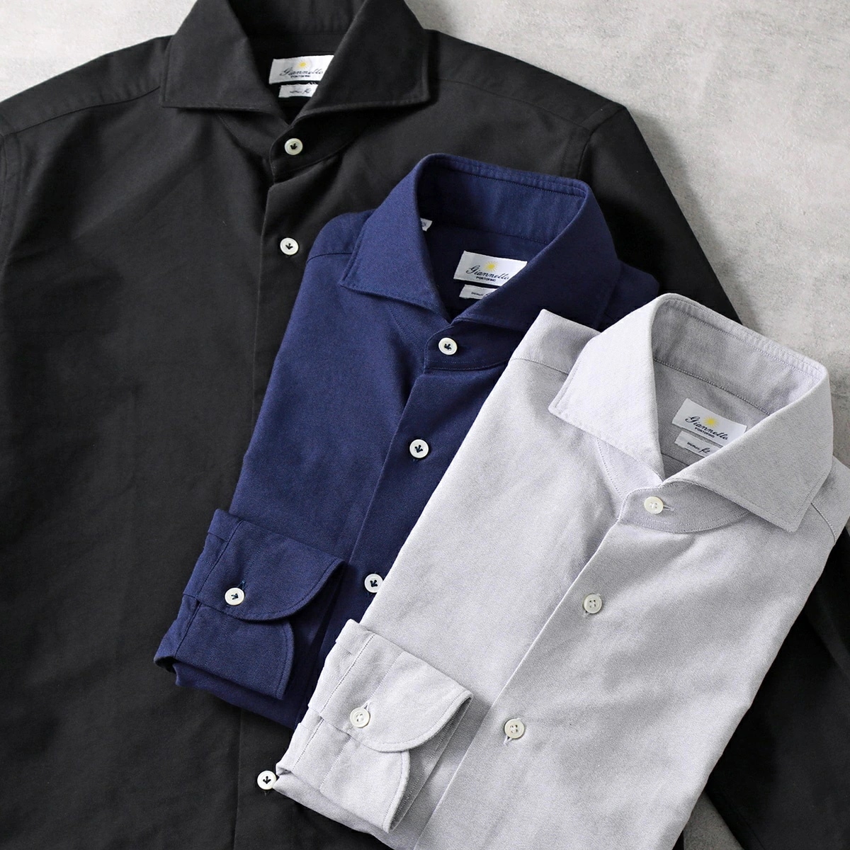 GIANNETTO ジャンネット シャツ VINCI FIT ヴィンチフィット AC146 メンズ コットン オックスフォード カッタウェイ 長袖 無地 カラー3色