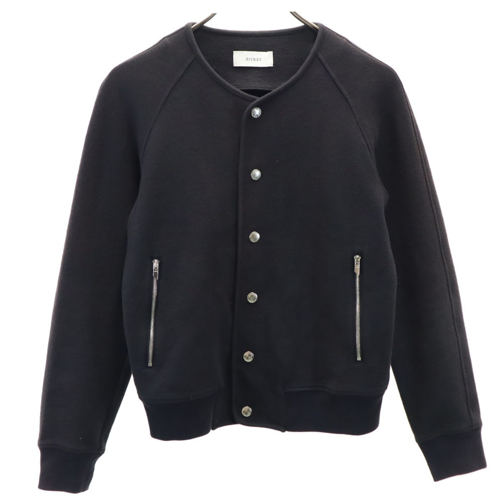 日本製 ノーカラージャケット チャコールグレー レディース