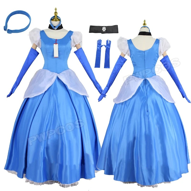 シンデレラ ドレス Cinderella コスプレ衣装 フルセットバニエ付き　プリンセスドレス 結婚式 文化祭 学園祭 演劇服装 文化祭 ハロウイン パーティー 宴会 文化祭 変装 用