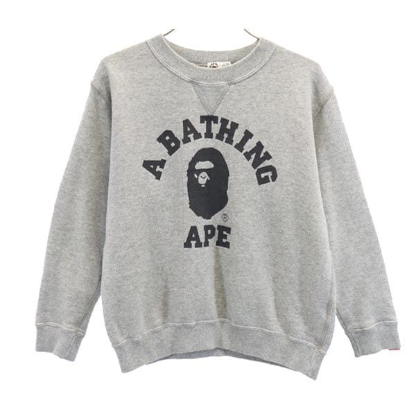 ベイビーマイロ 日本製 プリント 長袖 スウェット 130 グレー BABY MILO A BATHING APEトレーナー キッズ