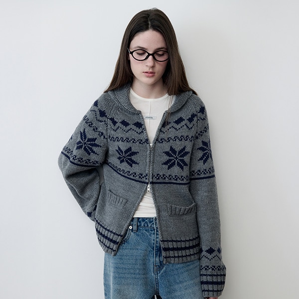 TWOWAY SNOW ZIP-UP KNIT GRAY