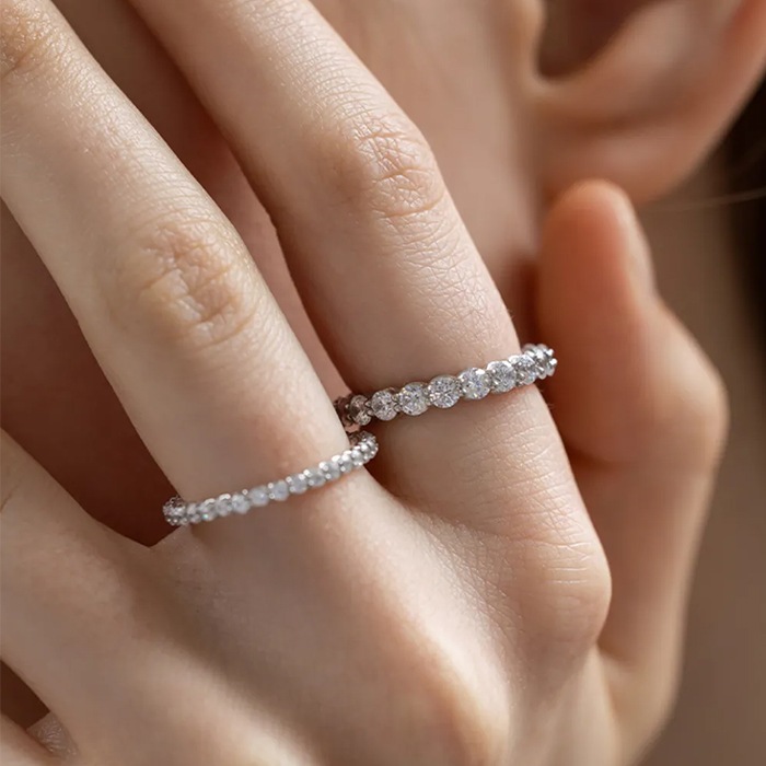 (シルバー925) 3mm エタニティ リング／3mm Eternity Ring／指輪／韓国アクセサリー／韓国スタイル