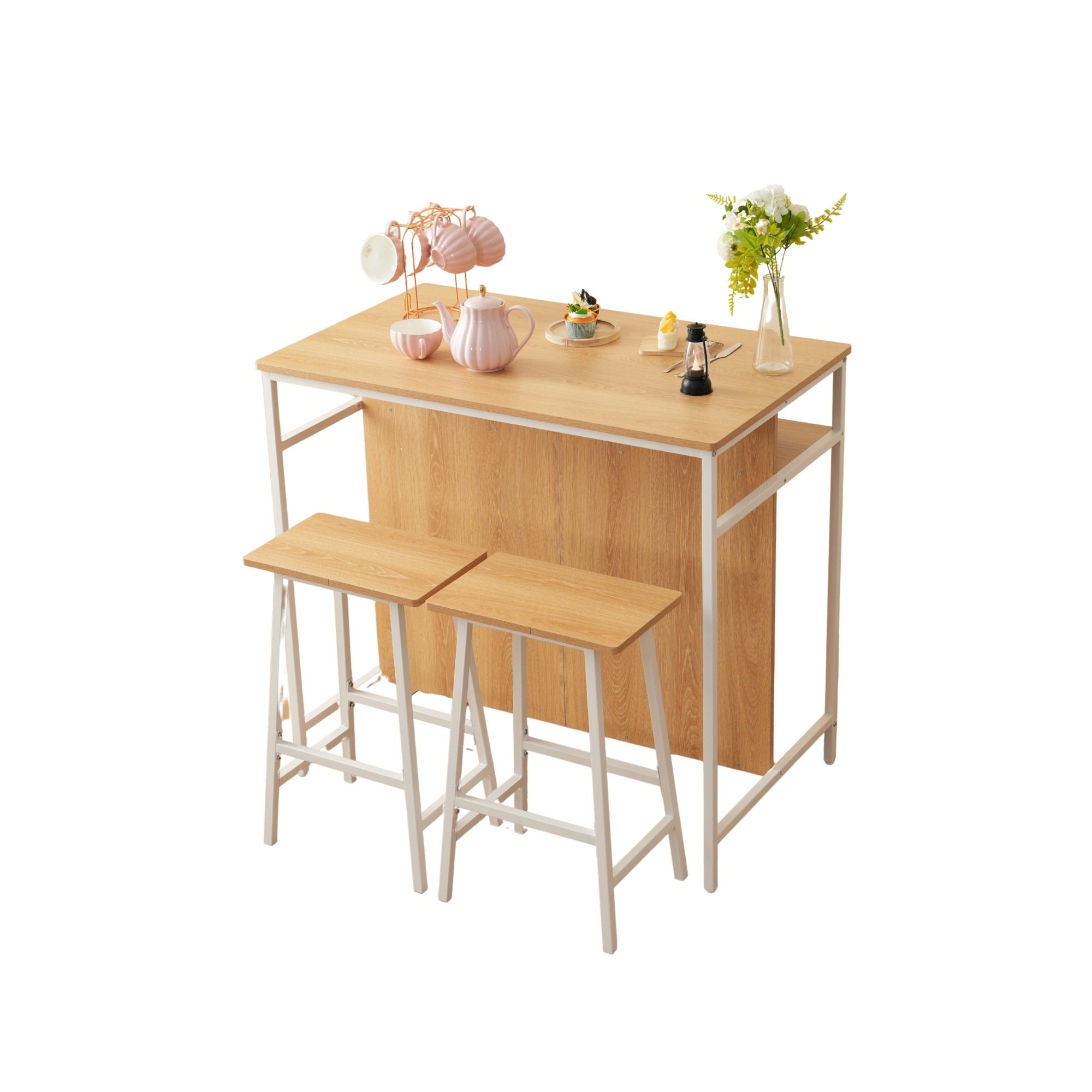 【国内発送】826【ナチュラル】新発売カウンターテーブル スツール 3点セット ハイテーブル 木製 カウンター 2脚 バーカウンター バーテーブル カフェ チェア 椅子パソコンデスク 木製 モダン 北