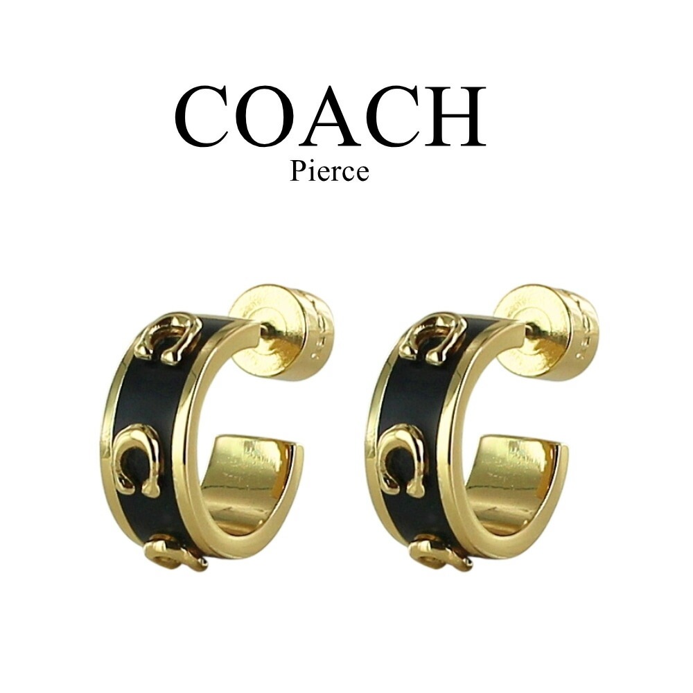 コーチ ピアス レディース 両耳ピアス Cロゴ フープ ゴールド ブラック COACH ブランド アクセサリー 上品 エレガント おしゃれ 彼女 女性 ギフト 誕生日 記念日 クリスマス プレゼント