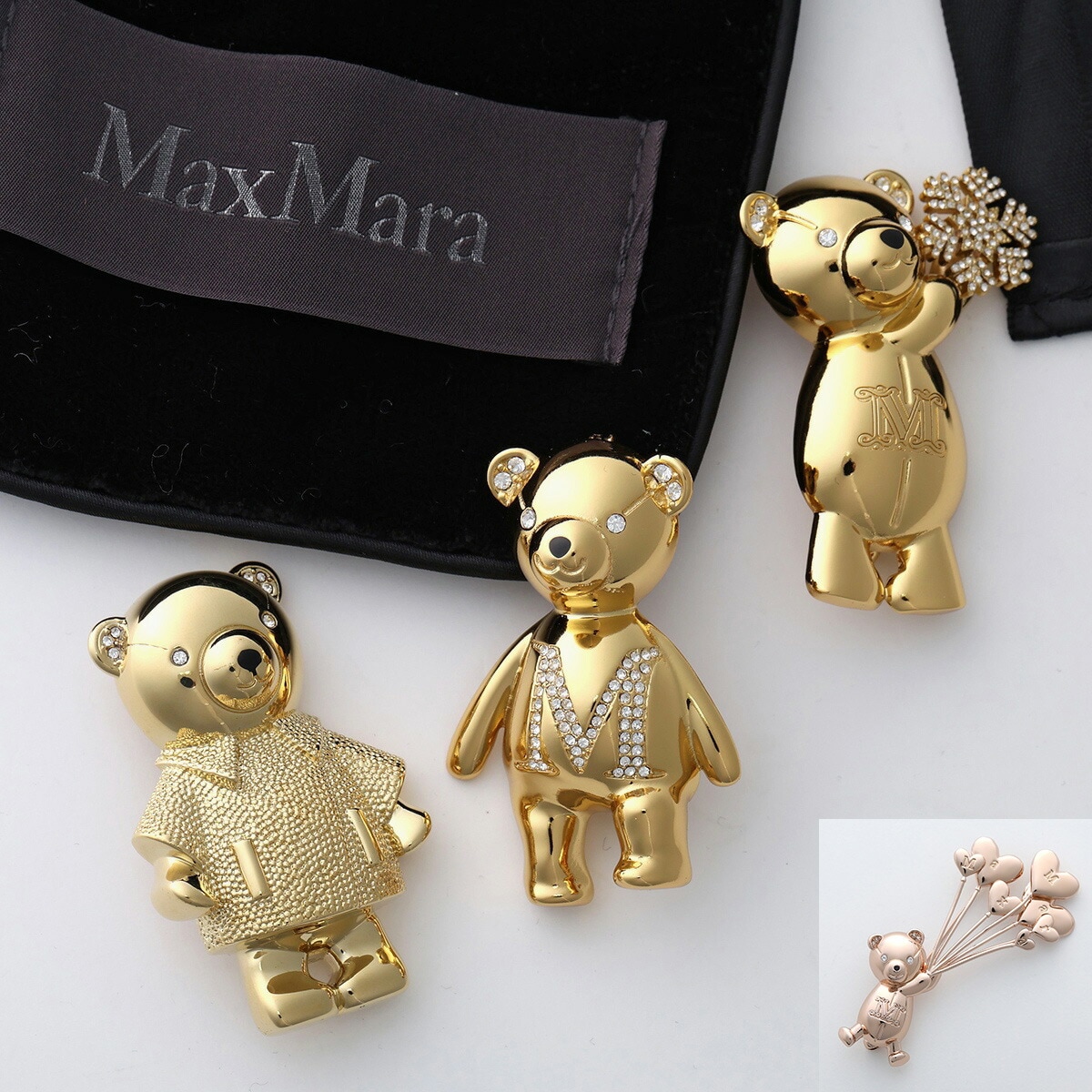 MAX MARA マックスマーラ ブローチ TEDDYBROOCH SHINY テディ シャイニー レディース クリスタル クマ 熊 ピンバッチ カラー8色