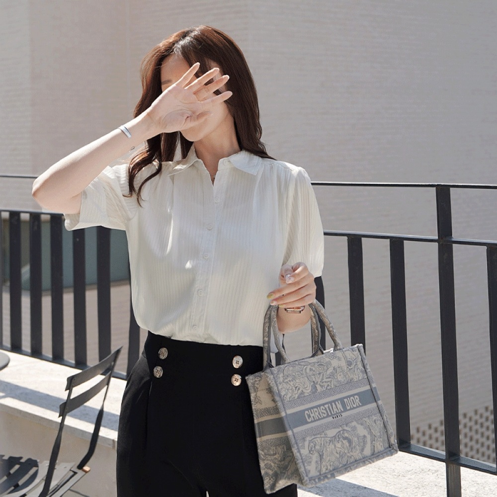 クリック＆ファニーデレットストライプパフブラウス