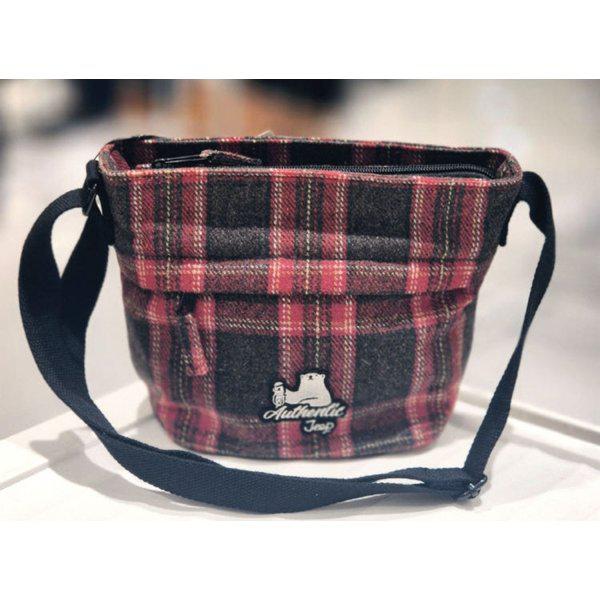 クマワッペンチェッククロスバッグ