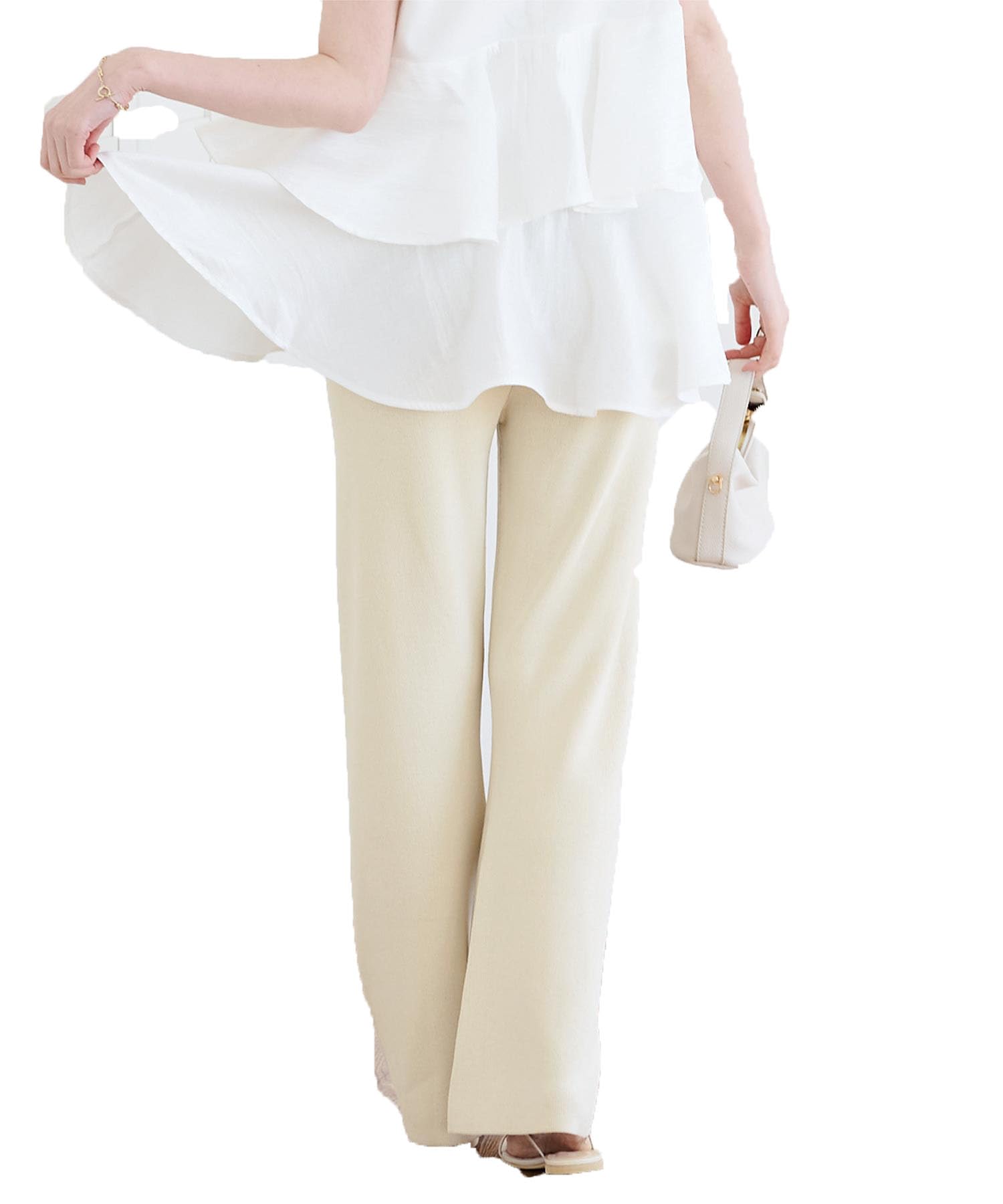 [ユアーズ] ニット フレアパンツ BEXU1617 レディース S アイボリー