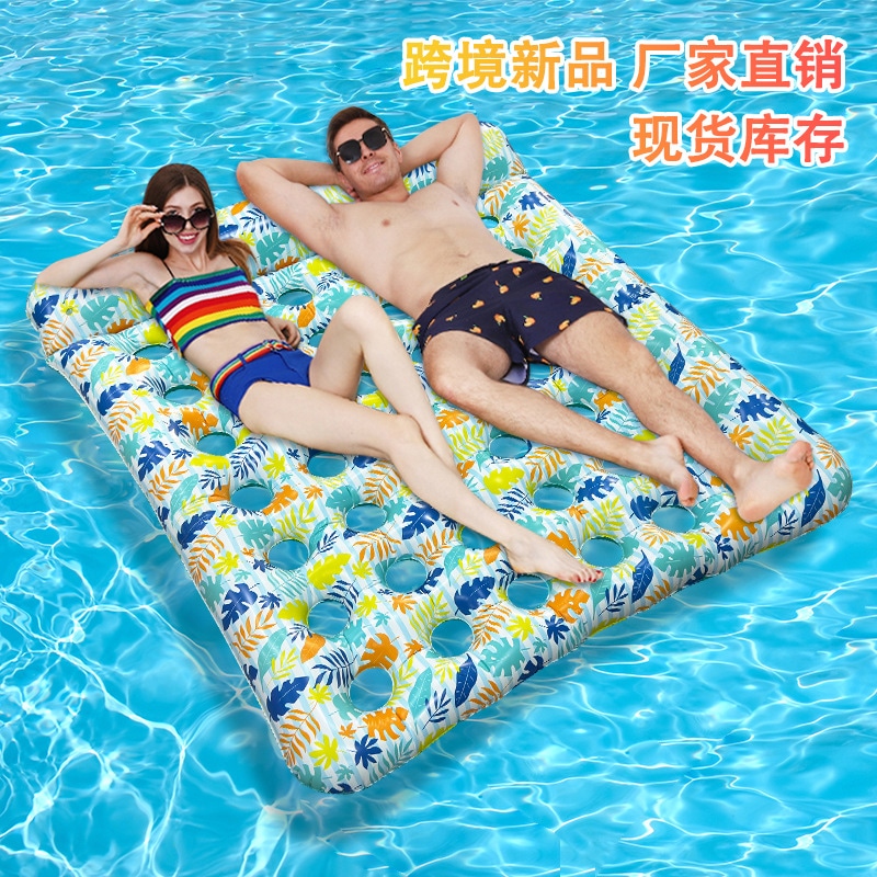 サマーウォーターエンターテインメントスポーツ用品葉の穴の膨張可能なフローティングベッド環境に優しい二重浮遊列