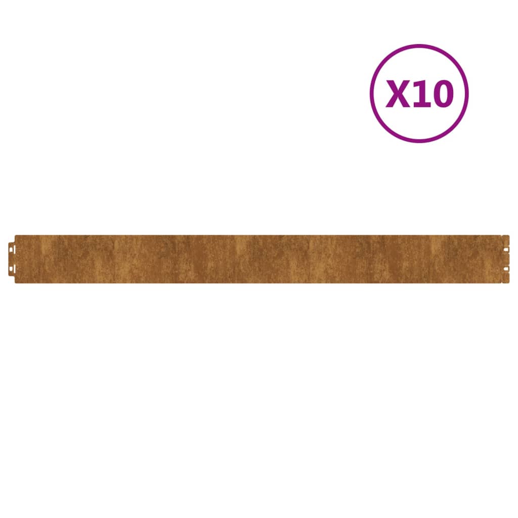 芝生用エッジング 10点 10x103 cm フレキシブル コールテンスチール