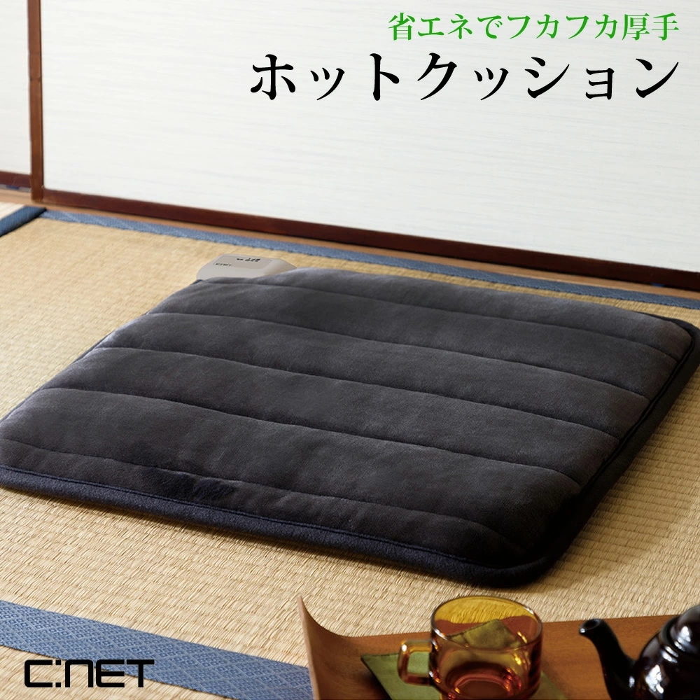 ホットクッション 厚手 2段階温度調節 60×60cm 正方形 電気カーペット ホットマット ホットカーペット 電気マット 温熱マット パーソナルマット 小型 暖房家電 CNET シィーネット