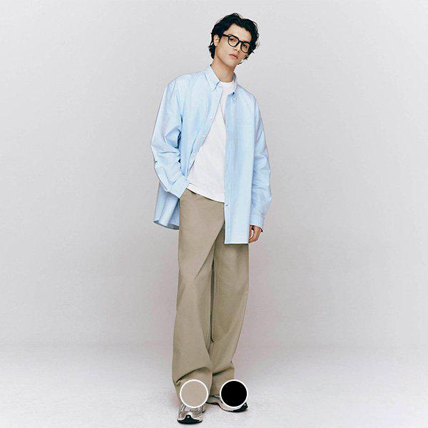 [] 115520 コットンツイル バンディング ワイドパンツ