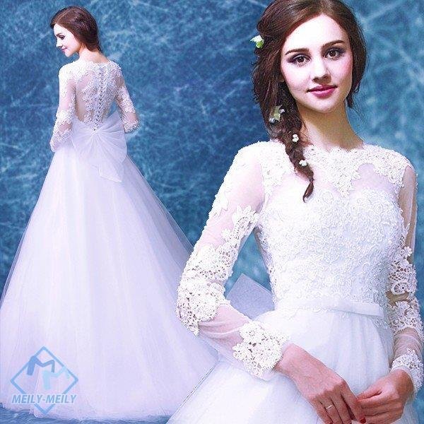 ウェディングドレス 長袖 安い aラインドレス ウエディングドレス 二次会 花嫁 パーティードレス