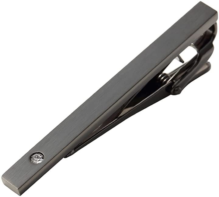 ネクタイピン タイバー メンズ 日本製 Solid Tie Clip クリスタル( メタリックブラック（クリスタル）)