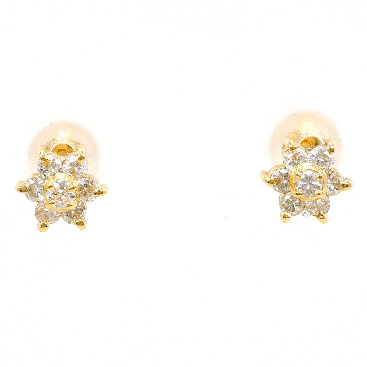 K18 18金 YG イエローゴールド ピアス ダイヤモンド（ct刻印なし） 総重量約0.8g 中古