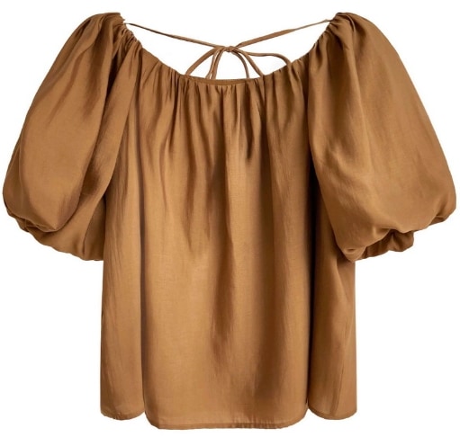 レディース トップス カットソー プルオーバー 5分袖 パフスリーブ ラウンドネック 背中開き フェミニン バックコンシャス 大人可愛い シンプル カジュアル おしゃれ ラフ ガーリー ラブリー