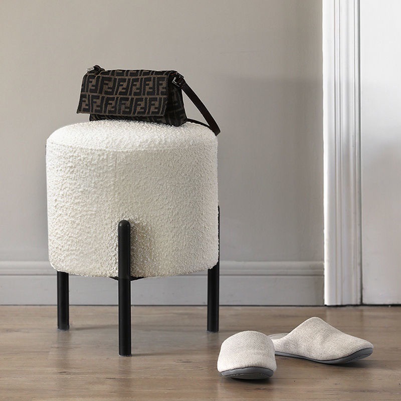 ブークレ スツール おしゃれ 北欧 アイアン オットマン 丸 ホテルライク ジャパンディ 椅子 チェア チェアー 玄関 キッチン リビング 白 ホワイト カフェ 高さ 40cm モダン デスクチェア