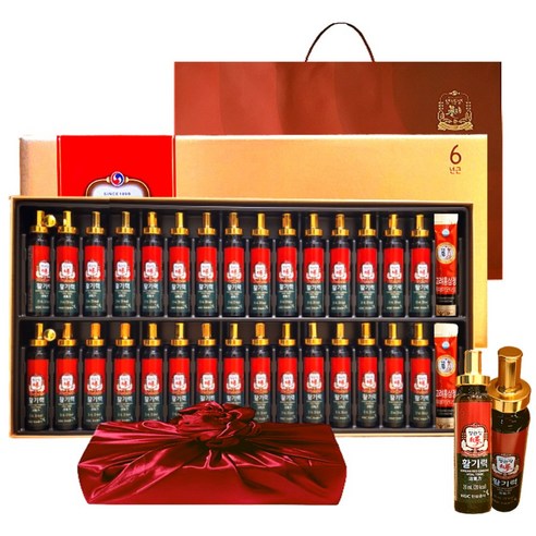 6年根 紅参精 活力 30個 (紅参濃縮液+ビタミン) 600ml+ショッピングバッグ 新年 正月 両親へのプレゼント 風呂敷 包装 1セット20ml1セット