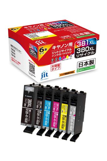 【AMAZON.CO.JP限定】ジット キヤノン(CANON) BCI-381XL+380XL/6MP(大容量) 対応 6色セット リサイクルインク 日本製JIT-NC3803816PXL対応