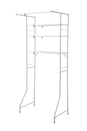 HEIAN SHINDO 樹脂 ランドリーラック 棚3段 ハンガーバー付き ホワイト 幅60-93×奥行53×高182cm L-5 平安伸銅工業