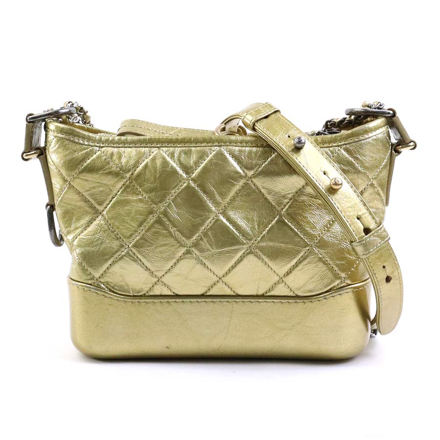 シャネル CHANEL ショルダーバッグ ガブリエル レザー/メタル ゴールド/シルバー レディース e58221a