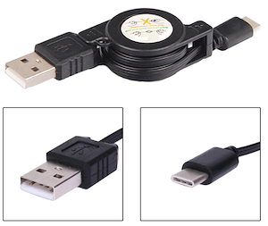 Type-C USB 充電 ケーブル データ転送 TypeC コネクタ 巻き取り式/リール式