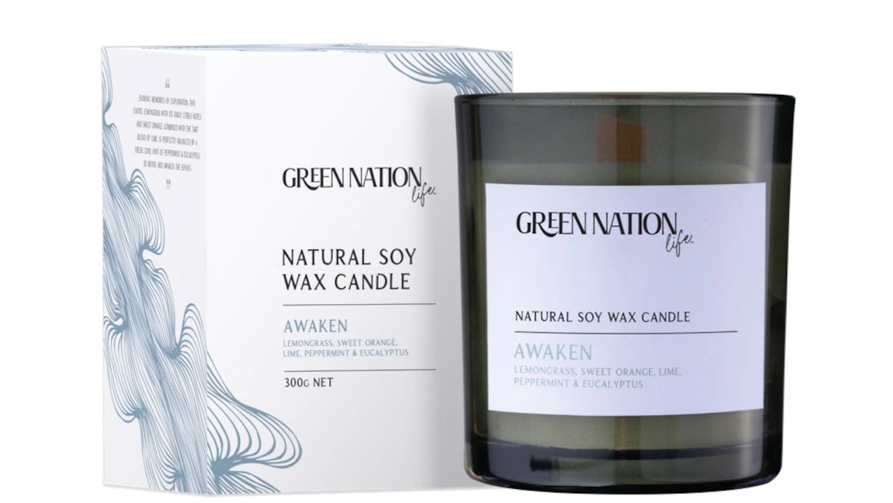 （Green Nation life）ウッドウィックキャンドル300ｇ Box入り アウェイクン（レモングラス＆ライム）