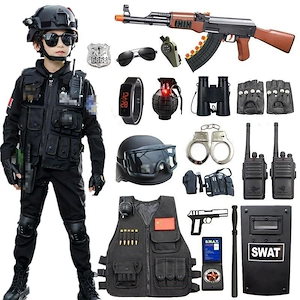 子供用おもちゃの銃一式装備男の子アウトドアCS警察服長袖小型警察官警察スーツ