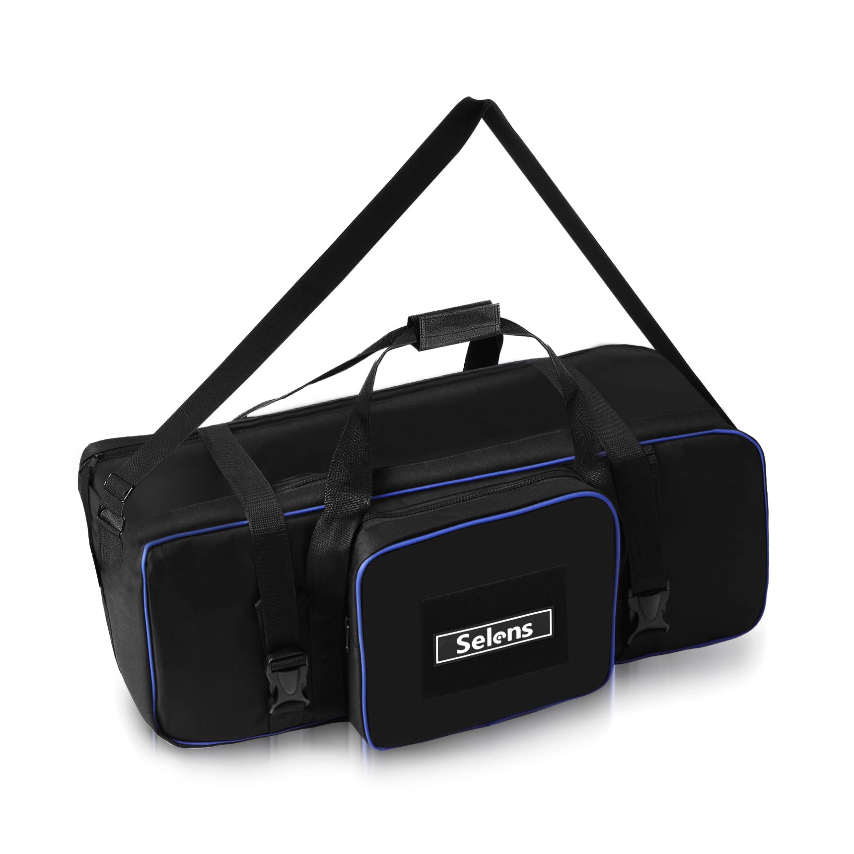 Selens 三脚ケース 72cm キャリーケース 一脚 三脚やスタジオキットに対応 収納バッグ 撮影機材 保護 収納 外側にポケット付き(ブラック&ブルー)