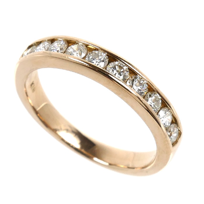 K18PG ピンクゴールド ハーフエタニティ リング・指輪 ダイヤモンド0.50ct 11号 3.5g レディース 中古