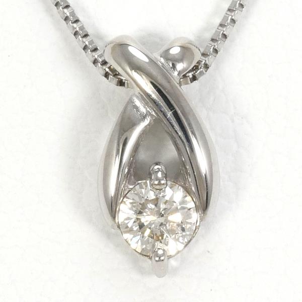 K10 10金 WG ホワイトゴールド ネックレス ダイヤ 0.10 約43cm ジュエリー 中古