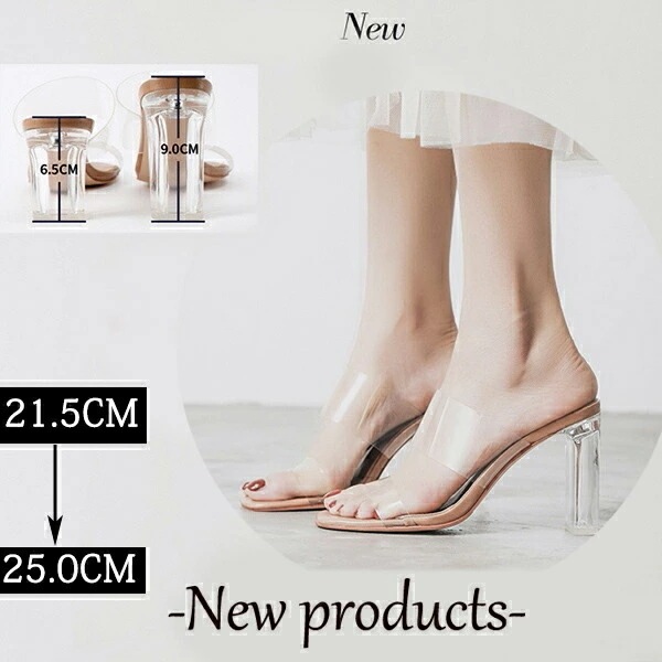 【大人気 再入荷】クリアサンダル 透明 オシャレ 脚長 ヒール6.5cm/9cm選択可 ハイヒール レジャー用 リゾート タウン用 美脚 カジュアル 靴 大人 夏用 普段履き 21.5/22.0/22