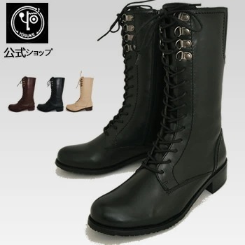 【公式】 ヨースケ YOSUKE レースアップブーツ レディース 本革 ミドルブーツ 歩きやすい 4cm ローヒール