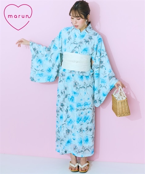 和服着物浴衣 大きいサイズ 2way浴衣3点セット marun