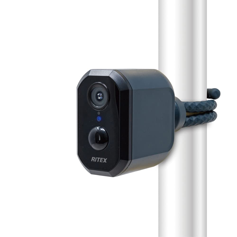 ムサシ RITEX 充電式どこでもセンサーWi-Fiカメラ IP65 USB充電(Type-C) 屋内・屋外兼用 ACアダプター別売 人感センサー C-RC7200