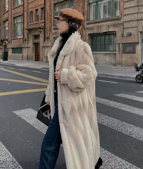 新作 レトロ クロスミンク ファーコート アウター人気商品超目玉 女性用 冬 厚手感 ミセス ミンク ロング 膝下丈 コート