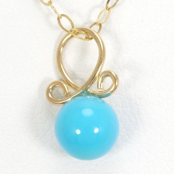 K18 18金 YG イエローゴールド ネックレス ターコイズ 約40cm ジュエリー 中古