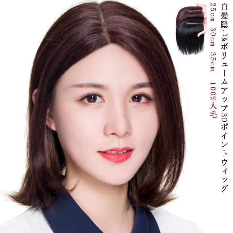 【人毛100% 25cm 30cm 35cm】ウィッグ ロング ストレート ポニーテール トップカバー 用ウィッグ 手植え ショート ウィッグ 総