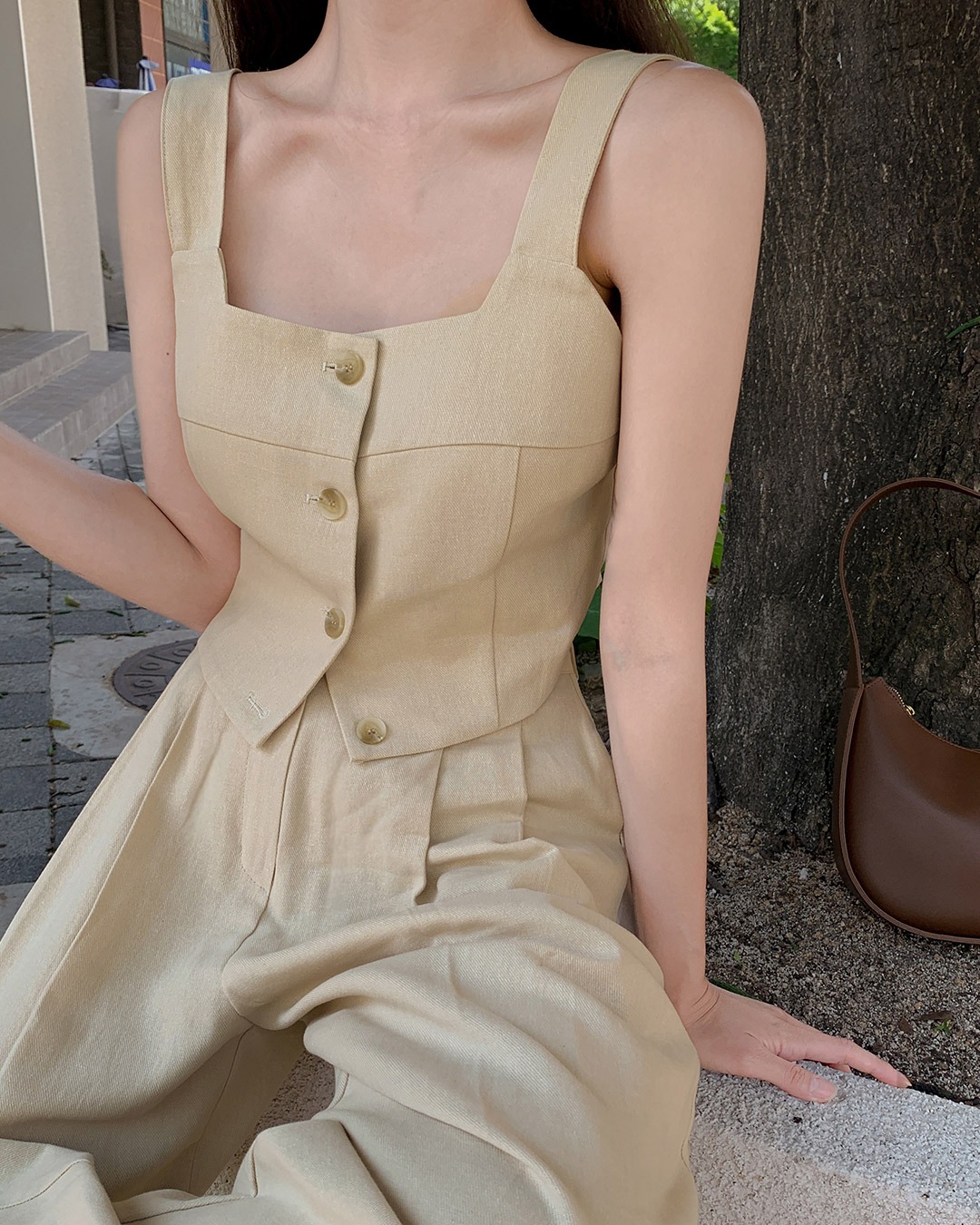 キンナリネンベスト韓国ファッション レディース